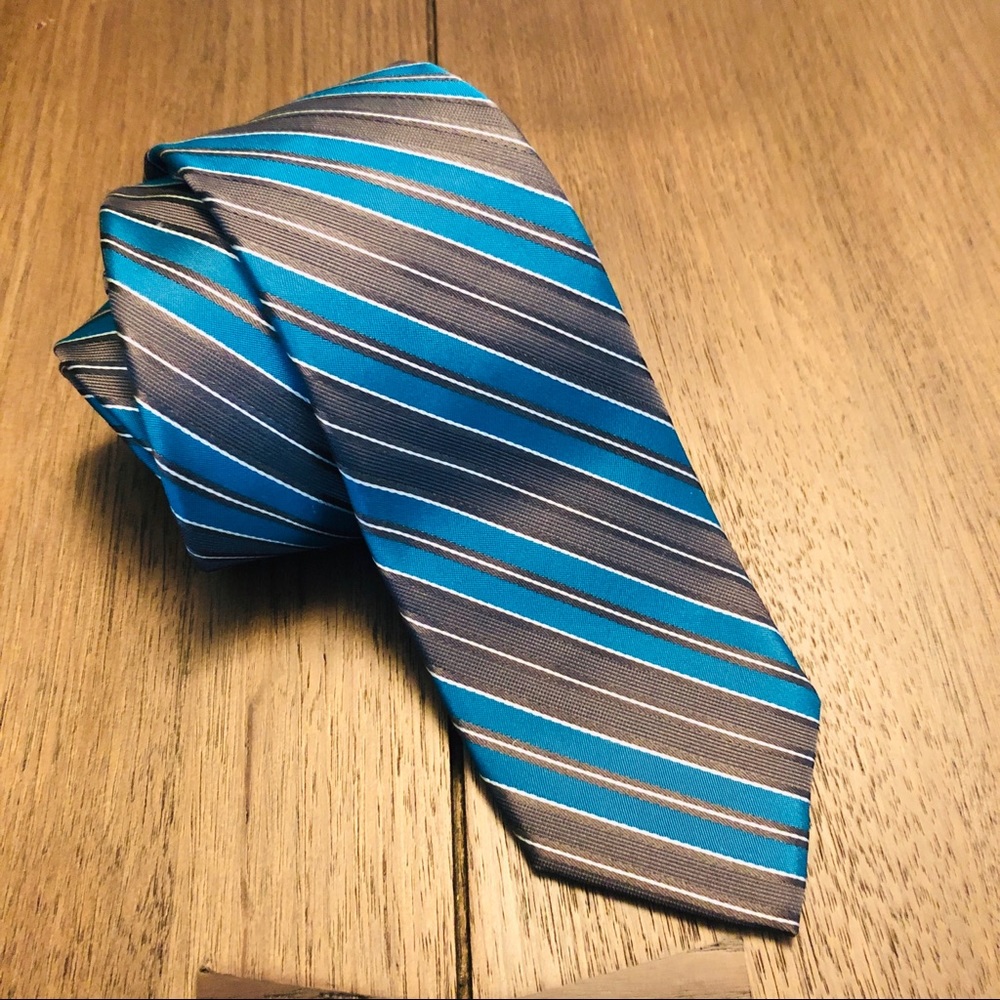 Express Slim Tie, 💯 Silk Teal, Charcoal